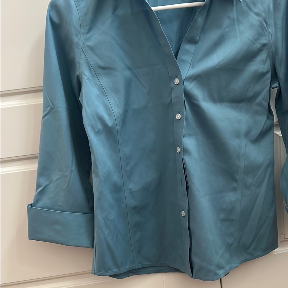 Women's Blue Button-Up Shirt